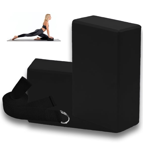 Yoga Block and Strap Set, 2 Soft Non-Slip Yoga Blocks 9x6x3 inches, 6FT Strap Provides Strength and Stability, Latex-Free EVA Foam for Yoga, Pilates, Stretching and Toing