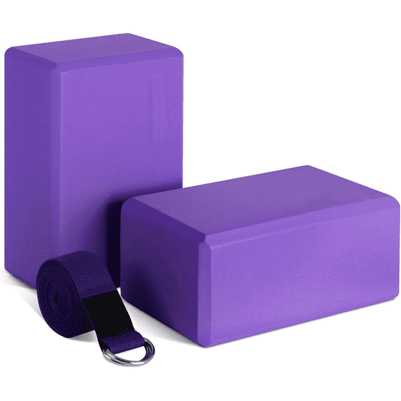 Yoga Block and Yoga Strap Set, 2 Soft Non-Slip Yoga Blocks 964 inches, 8FT Metal D-Ring Strap for Yoga, General Fitness, Pilates, Stretching and Toning