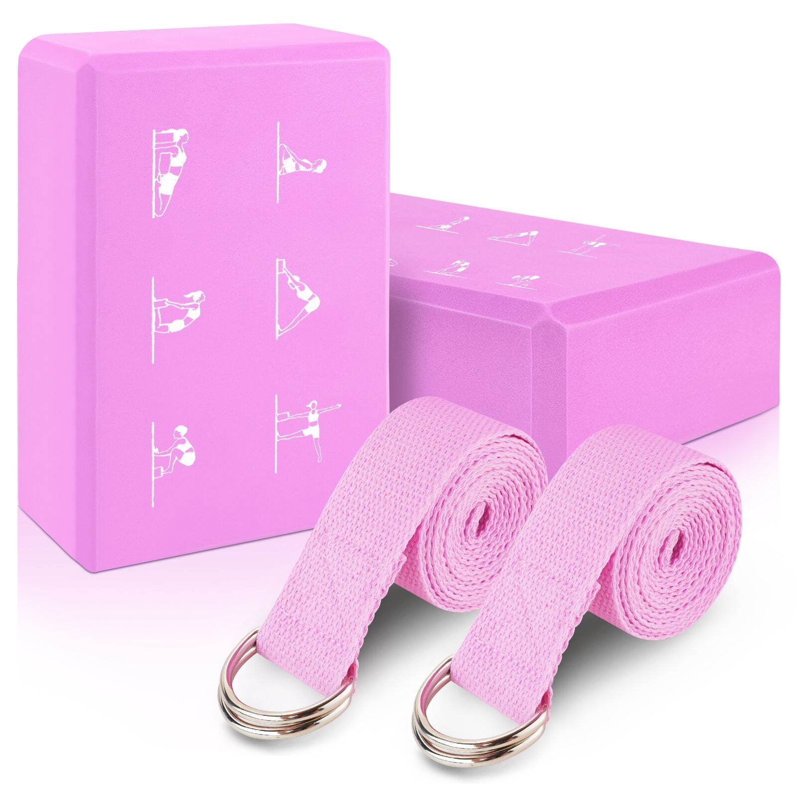 Yoga Block and Yoga Strap Set, Supportive Latex-Free EVA Foam Soft