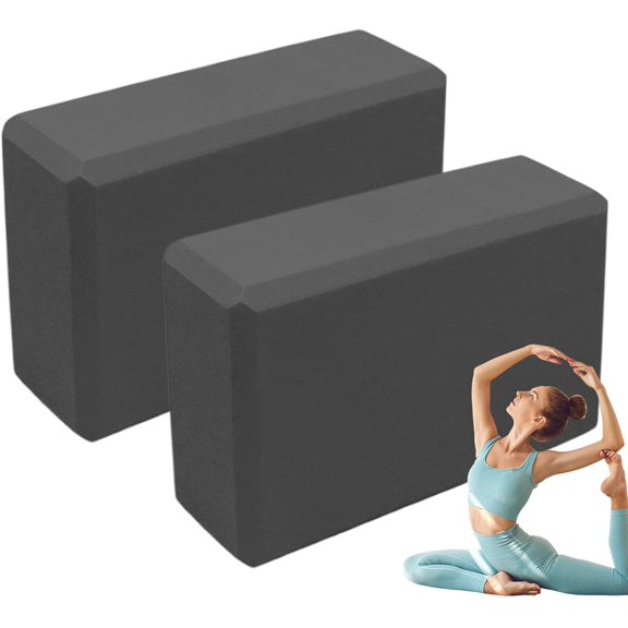 Yoga Blocks 2 Pack EVA Foam Exercise Brick Non Slip Stretching Pilates Set | Firm Foam Holds Steady Under Weight While The Beveled Edges Stay Easy On Hands During Long Stretch Session