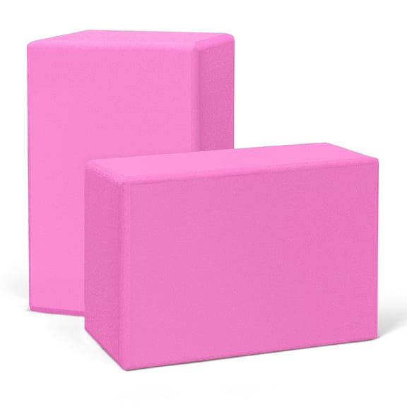 Yoga Blocks 2 Pack, EVA Foam Yoga Block Supportive, Non-Slip Exercise Blocks, Yoga Accessories for Pilates, Meditation, Balance, Stretching and Deep Poses (Magenta)