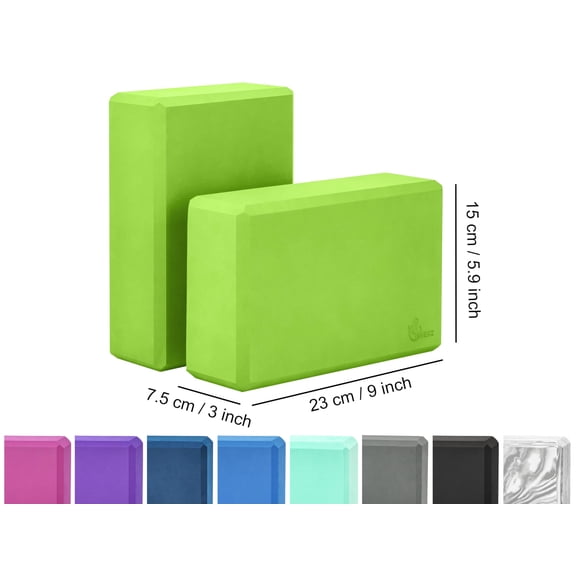 Yoga Blocks 2 pack, Gym Blocks, Exercise Workout Fitness Bricks, Pilates Stretch Handstand Non-Slip (Black 2pcs)