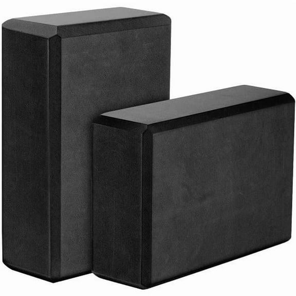Yoga Blocks Set of 2 Gym Bricks EVA Foam Fitness Yoga Bricks, Anti-Slip, Lightweight for Pilates, Exercise, & Meditation, 23x15x7.5cm, Black