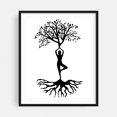 thumbnail image 1 of Yoga Body Tree With Roots Silhouette, Vrksasana - Digital Art Minimalist Nature Spiritual Black and White Black Framed Wall Art Print 16 x 24 inches, 1 of 4