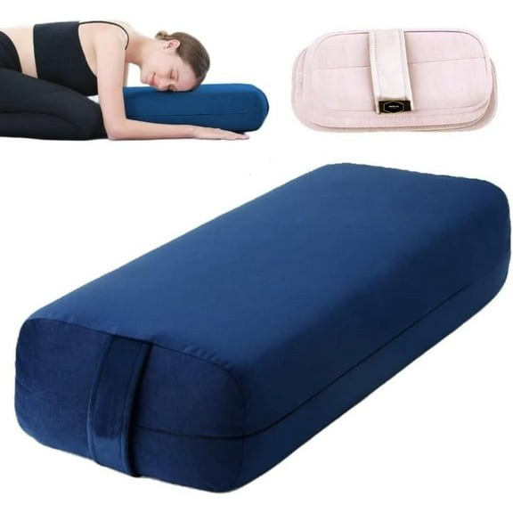 Yoga Bolster Pillow for Restorative Yoga Rectangular Meditative Pillow High Density Foam Firm Yoga Cushion for Sitting on Floor with Washable Suede Cover and Carry Handle for Travel 26 x 9.8 x 5in