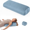 thumbnail image 1 of Yoga Bolster Pillow,Washable Velvet Cover, for Restorative Yoga Meditation, Foam particles + silk floss, with handles, Removable washable velvet cover, 25"x12"x5"curved wedge for support and stretch, 1 of 7