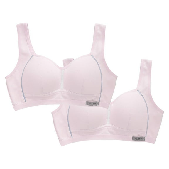 Yoga Bras for Girl Wirefree New Girls 2pc Primary and Secondary School Solid Color Comfortable Camisole Bra Style B-27 Pinky 8 Years