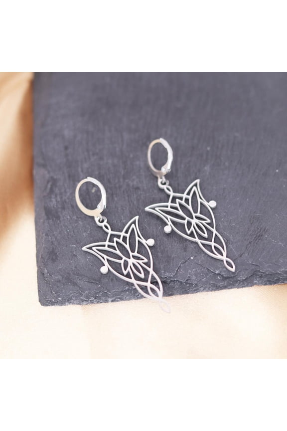 Yoga Buddhism Unalome Lotus Flower Dangle Hoop Earring for Women Stainless Steel Vintage Geometric Spiritual Jewelry Gift