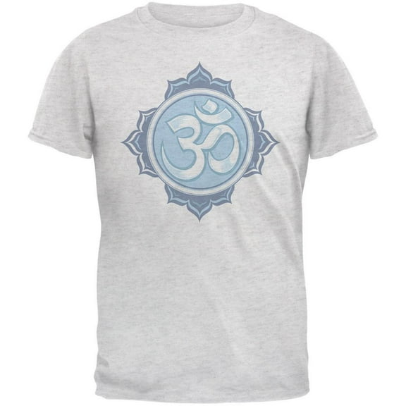 Yoga Buddhist Om All Over Heather White Adult T-Shirt - Large