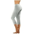 thumbnail image 1 of Yoga Capri Leggings for Women Elastic Waist Slimming Stretch Workout Pants Plus Size Summer Sports Activewear, S Gray, 1 of 5