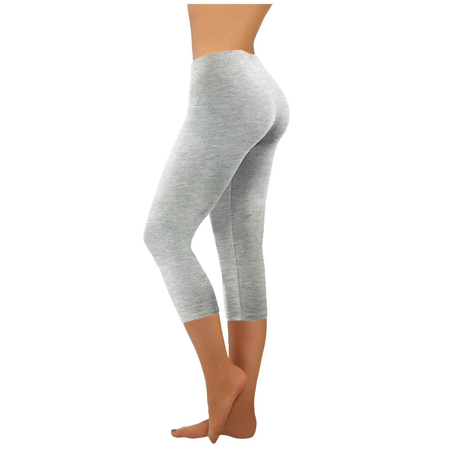 Yoga Capri Pants for Women Stretch Workout Joggers Leggings Capris High  Waisted Solid Color 3/4 Athletic Pants (3X-Large, White) 