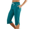 thumbnail image 1 of Yoga Capris For Womens Summer Cropped Cut-Out Golf Capri Pants Lace-Up Elastic Waist Leggings Light Breathable Sweatpants Hiking Outdoor Camping Fishing Capris Pants with Pockets, 1 of 8