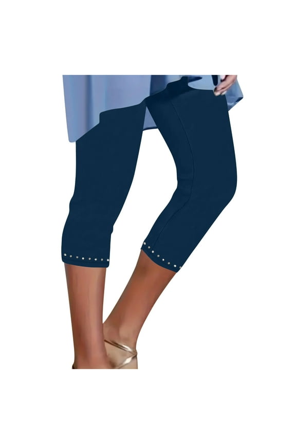 Yoga Capris for Womens Summer High Waisted Put On Strech Sweatpants Diamond Setting Leggings Athletic-Fit Joggers Pants Beach Gym Workout Running Casual Capri Leggings