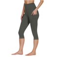thumbnail image 1 of Yoga Capris for Women Plus Size New High Waisted Yoga Pants for Women with Pockets, Capris Leggings Workout Compression Leggings Dark Gray S, 1 of 9