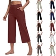 thumbnail image 1 of Yoga Capris for Women Wide Leg Capri Pants Soft Stretch Crossover High Waist Gym Workout Capri Leggings 2026 Red S, 1 of 7