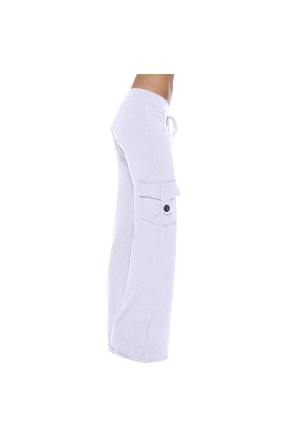 Yoga Cargo Pants Women Wide Leg Pants with Pockets High Waist Trousers Stretch Workout Casual Flare LeggingsFlare Pants For Women