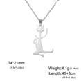 thumbnail image 1 of Yoga Cat Pendant Necklace Stainless Steel Funny Abstract Jewelry, 1 of 9