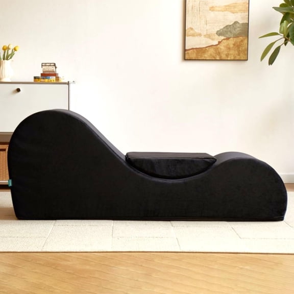 Yoga Chair Lounge for Adults, Ergonomic Yoga Chaise Lounge Chair with Lumbar Pillow, Removable Machine-Washable Cover, Perfect for Stretching, Massage, and Relaxation (Black)