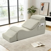 Yoga Chairs for Adults, Ergonomic Chaise Lounge Chair Indoor with Side Pocket, Lumbar Pillow, Ottoman, Yoga Chair Perfect for Stretching, Relaxation, Exercise, Used in Bedroom, Living Room