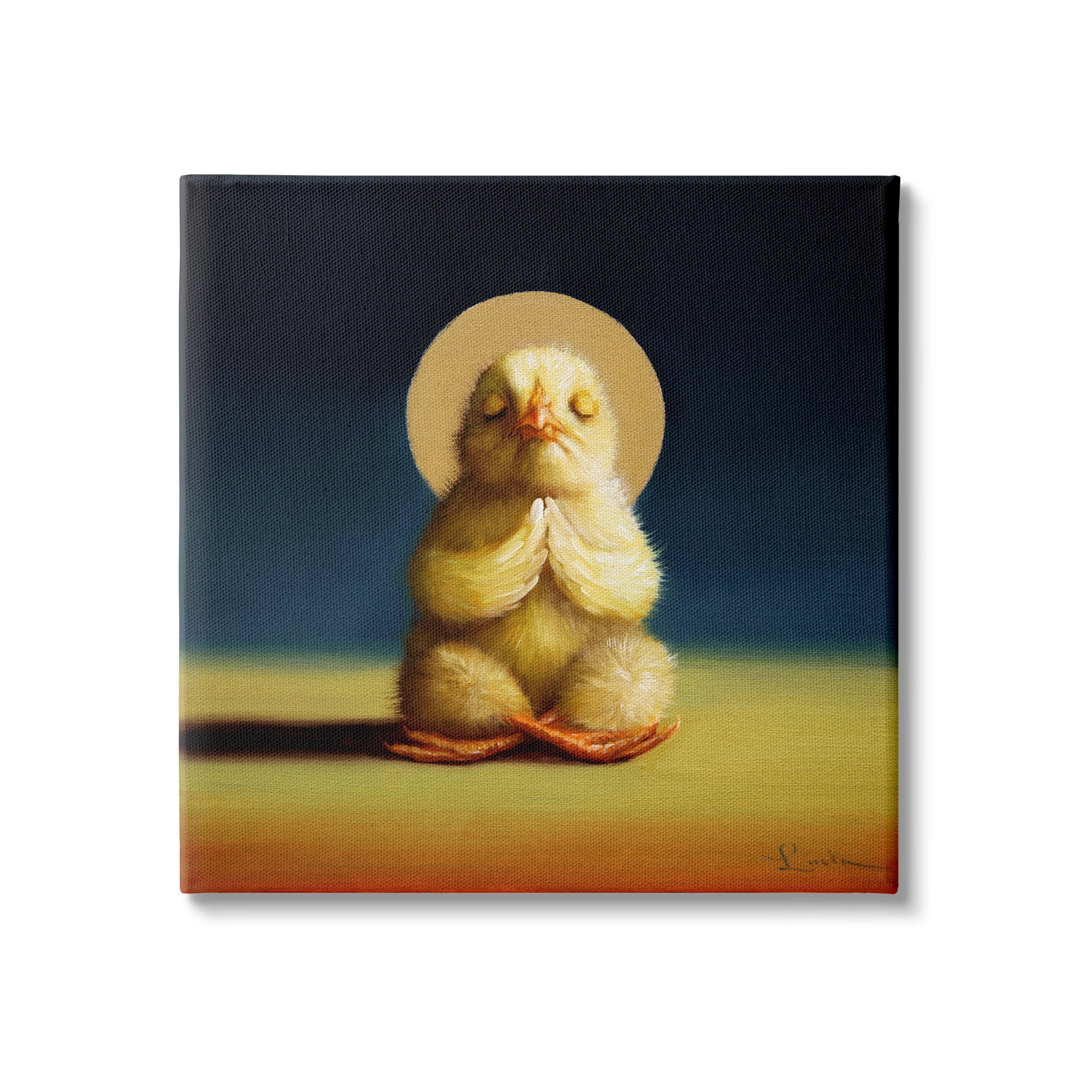 Yoga Chicks Funny Farm Animal Painting Lotus Pose Animals & Insects Painting Gallery-Wrapped Canvas Print Wall Art