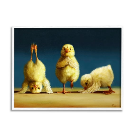 Yoga Chicks Funny Stretching Poses Farm Animal Painting Animals & Insects Painting Framed Art Print Wall Art
