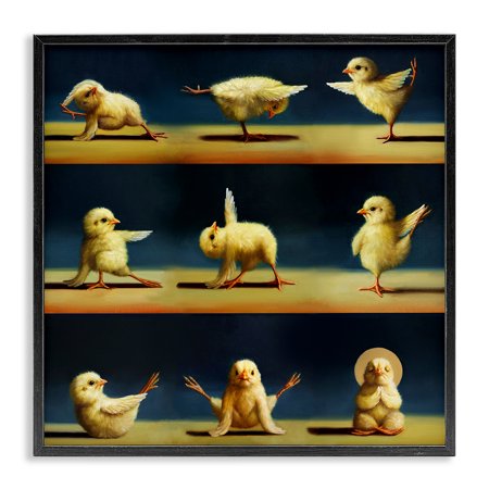 Stupell Industries Eclectic Yoga Chicks Stretching Meditation Black Framed Giclee Art, 17 x 17, by Lucia Heffernan