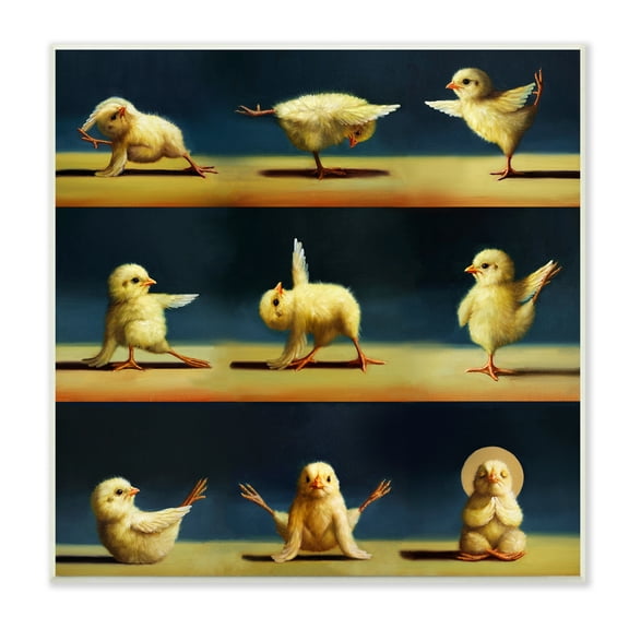 Yoga Chicks Stretching Farm Animals Funny Exercise Painting Animals & Insects Painting Unframed Art Print Wall Art