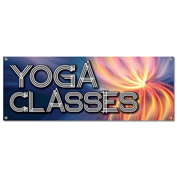 Yoga Classes | 18" X 48" Banner | Outdoor Vinyl Sign With Grommets | Studio Hatha Lyengar Vinyasa Hot Ashtanga Instructor Advertising Displays | Made in The USA