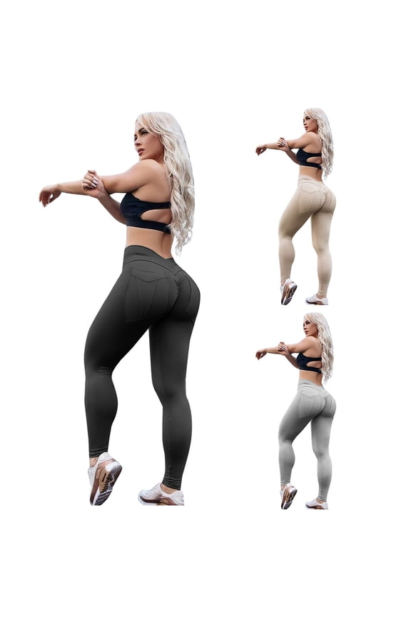 Leggings for Women,Fitness Sports Stretch High Waist Skinny Sexy Yoga Pants With Pockets Black L