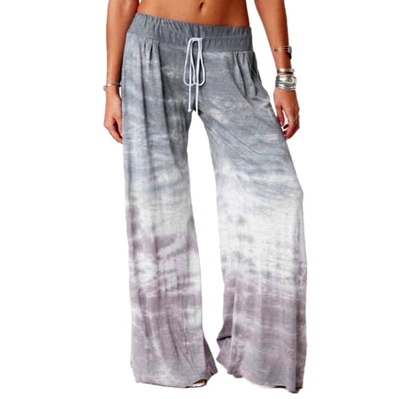 AXXD Women's Sport Casual Wide Leg Pants - Gradient Print Gray 4XL (US:16)