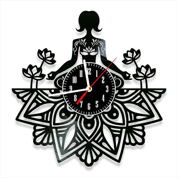 Yoga Clock Vinyl Record Wall Clock Retro style Wall clock Silent Home Decor Unique Art Special Home Accessories Creative Personality Gift