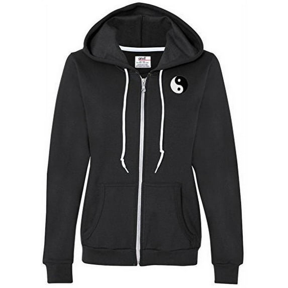 Yoga Clothing for You Womens Yin Yang Patch Full Zip Hoodie - Pocket Print