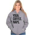 thumbnail image 1 of Yoga Coffee Naps Meditation Fitness Womens Plus Size Graphic Zipper Hoodie Brisco Brands 2X, 1 of 5