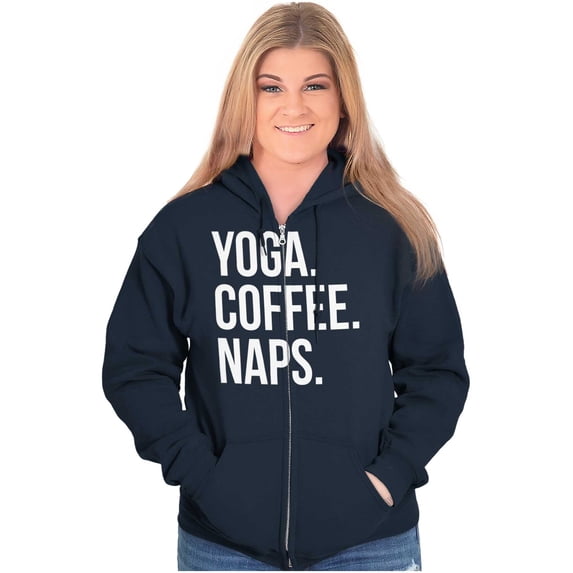 Yoga Coffee Naps Meditation Fitness Womens Plus Size Graphic Zipper Hoodie Brisco Brands 5X