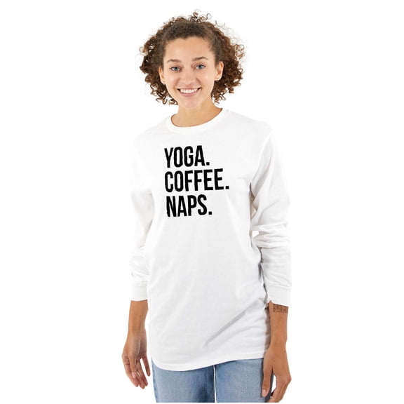Yoga Coffee Naps Meditation Fitness Women's Long Sleeve T Shirt Brisco Brands S