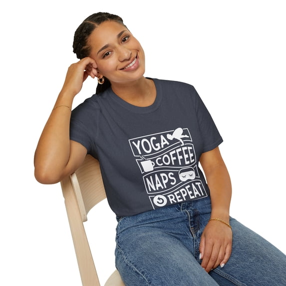 Yoga Coffee Naps Repeat Graphic Insipirational Novelty Tees