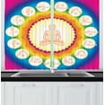 thumbnail image 1 of Yoga Curtains 2 Panels Set, Yogi in The Lotus Posture and Exercises in Several Positions Surya Namaskar Vitality, Window Drapes for Living Room Bedroom, 55W X 39L Inches, Multicolor, by Ambesonne, 1 of 2