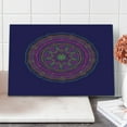 thumbnail image 1 of Yoga Cutting Board, Ornament Mandala Round on Purple Background Bohemian Hippie Motif, Decorative Tempered Glass Cutting and Serving Board, Large Size, Multicolor, by Ambesonne, 1 of 1