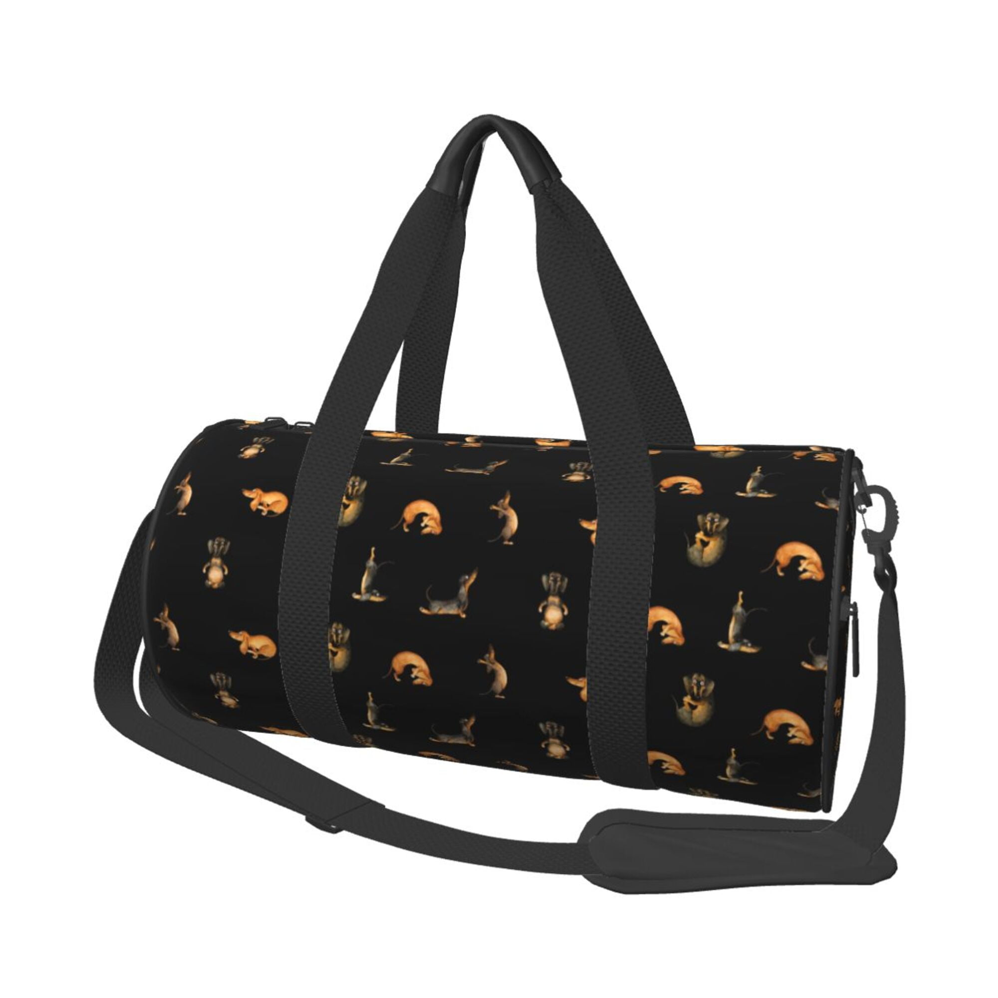 Yoga Dachshund Doxie Circular Canvas Travel Luggage Bag,Weekender Overnight Bag,Gym Carry On