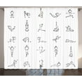 thumbnail image 1 of Ambesonne Black White Curtains 2 Panel Set, Stickman Yoga Moves, 108" x 90", Black White, 1 of 3