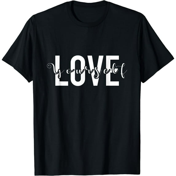 Yoga Design-Outfit Men Woman Kids Yoga Gift Love Yourself T-Shirt Black 4X-Large