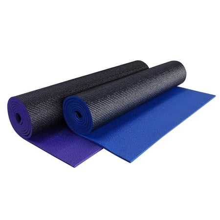 Yoga Direct Deluxe 1/4 In. Yoga Mat, Black/Blue