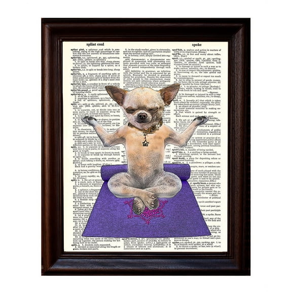 Yoga Dog - Dictionary Art Print Printed On Authentic Vintage Dictionary Book Page - 8 x 10.5