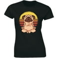 thumbnail image 1 of Yoga Dog Funny Gym Pug Go Peace of Mind Vintage Womens Meditation T-Shirt, 1 of 4