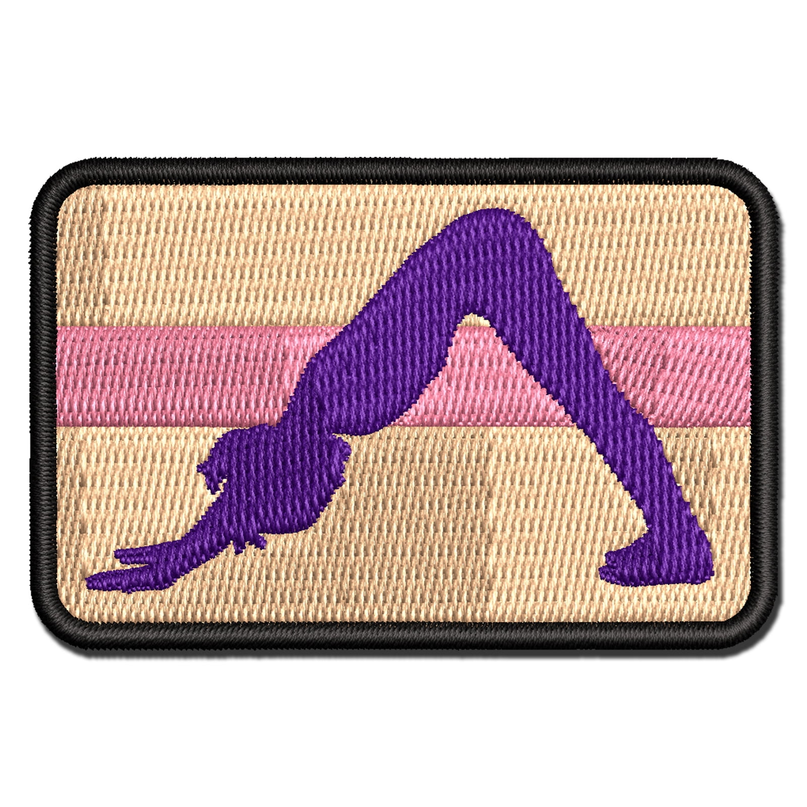 Yoga Downward Facing Dog Pose Applique Multi-Color Embroidered Hook ...