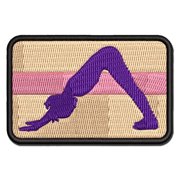 Yoga Downward Facing Dog Pose Applique Multi-Color Embroidered Iron-On Patch - 2.0 Inch Mini