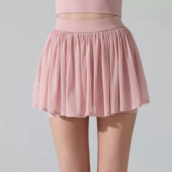 Yoga Drapey Double Ruffles Athletic Shorts for Women , High Waisted Flowy Tennis Workout Running Tiered Skorts