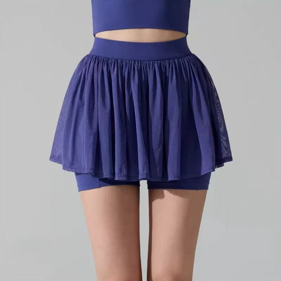 Yoga Drapey Double Ruffles Athletic Shorts for Women , High Waisted Flowy Tennis Workout Running Tiered Skorts