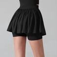 thumbnail image 1 of Yoga Drapey Double Ruffles Athletic Shorts for Women , High Waisted Flowy Tennis Workout Running Tiered Skorts, 1 of 7