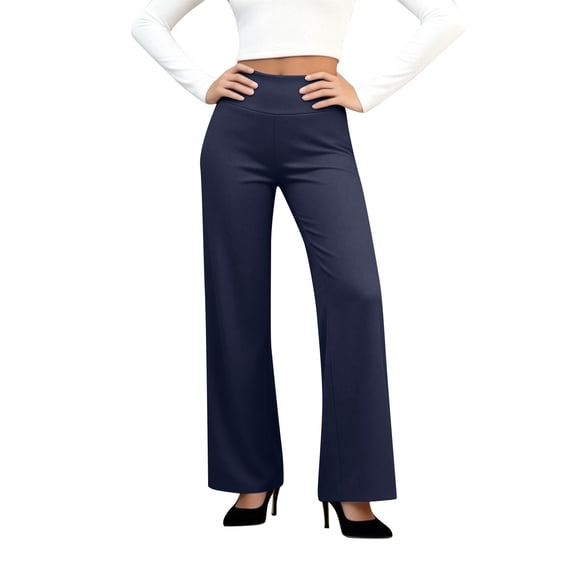 Yoga Dress Pants for Women High Waisted Stretchy Comfy Work Pants Business Casual Office Yoga Pant with Pockets Navy M